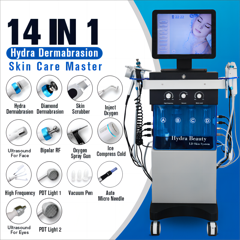 For Skin Care Treatment 14 in 1 Hydra Facial Machine