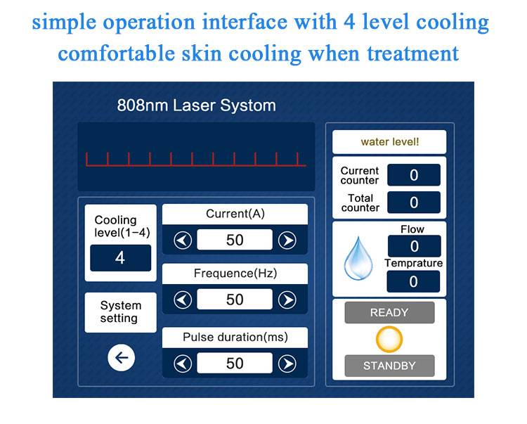 operation page of 808nm Laser Diode machine