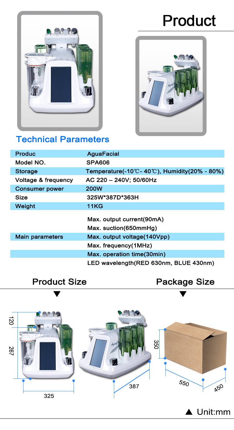 technical parameters of Aqua Peel Machine