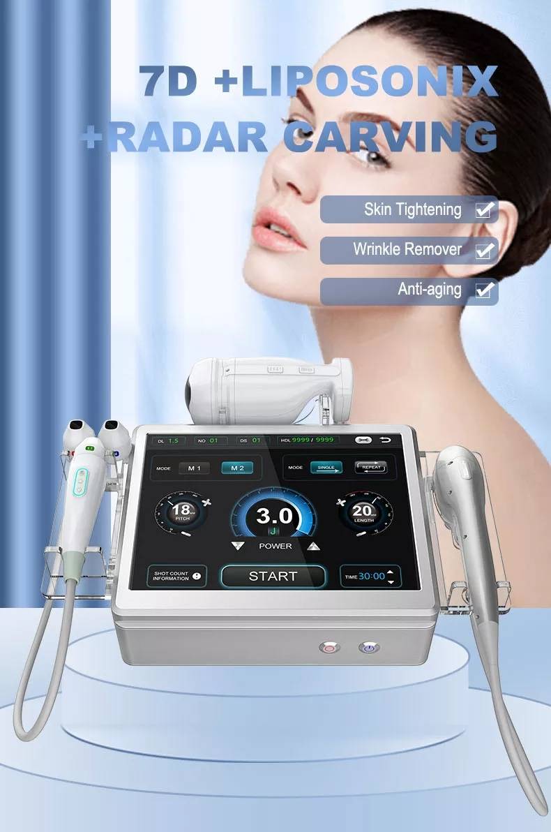 7d Hifu Skin Tightening Machine with 3 handles